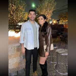 ZARA- Faux Leather Short Dress- Chocolate